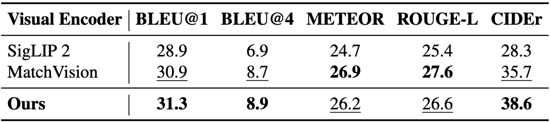 Performance Comparison on Commentary Generation